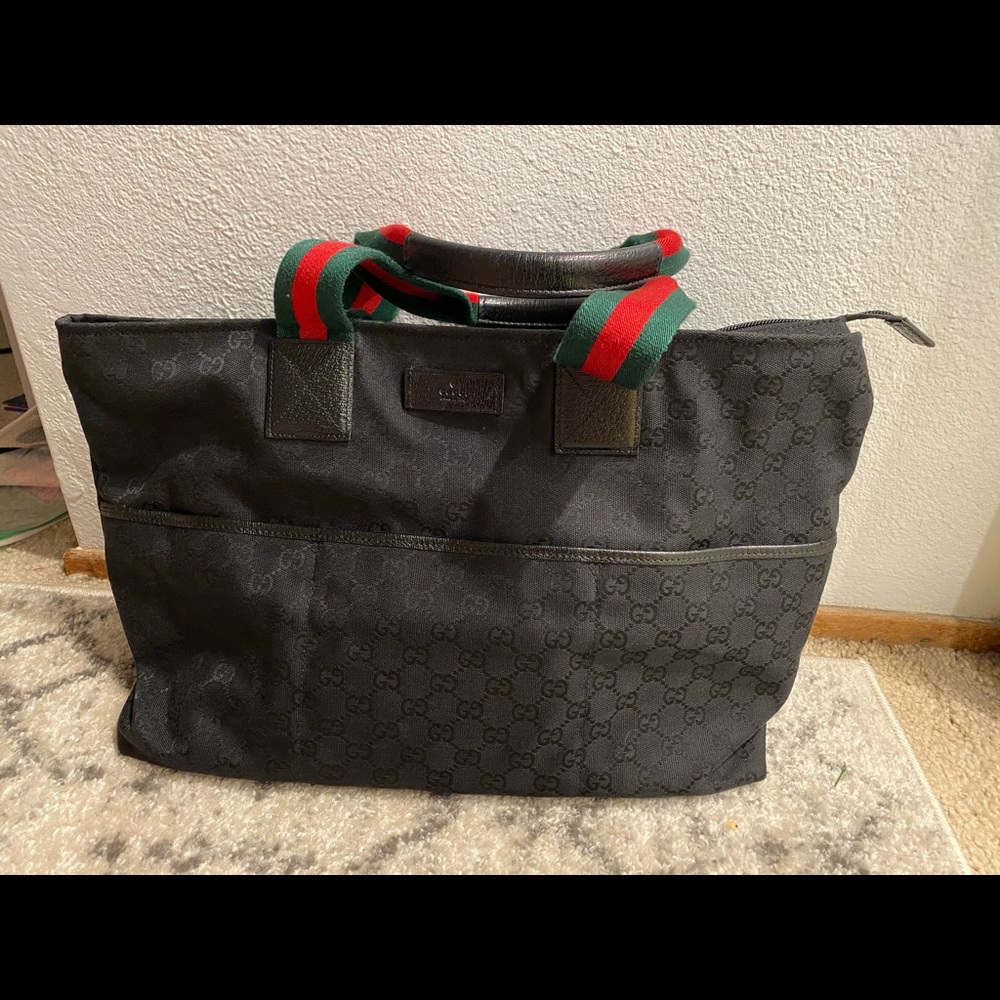 Gucci black canvas tote bag
